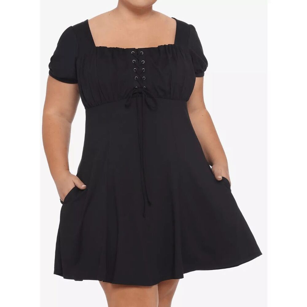 Hot Topic Black Plus Size Empire Waist Goth Witchy Alternative Mini Dress 2X